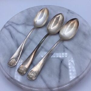 Towle Serving Spoons Silver Good 1889‎ Patent Shell Set of 3 Antique Farmhouse